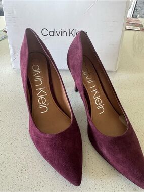 Calvin Klein Women’s Burgundy Suede Pointed-Toe heels 8.5 NIB